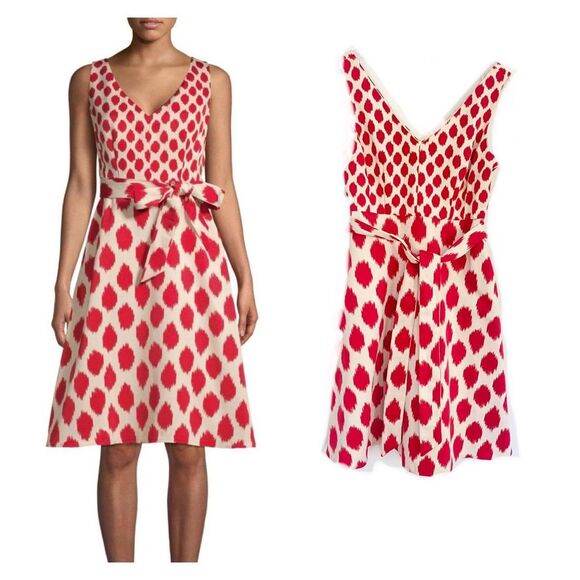 Donna Karan Sleeveless V Neck Fit And Flare Dress Sz 8 - Picture 1 of 7